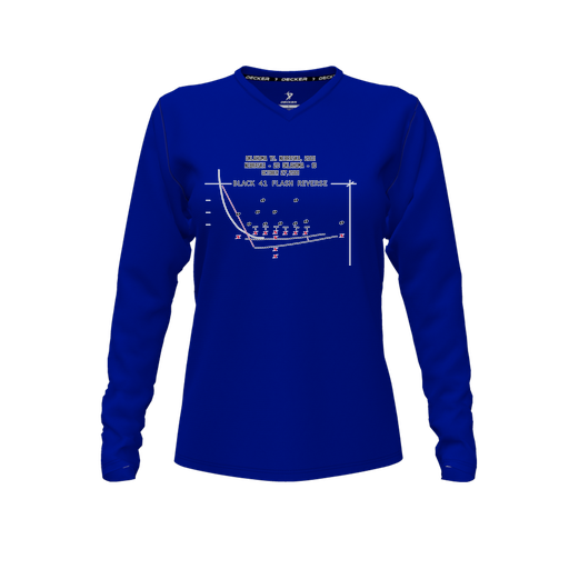 [FTLVPTRY-FYXS-LOGO1] Decker Performance T-Shirt (Female Youth XS, Royal, V Neck, Logo 1, Long Sleeve)