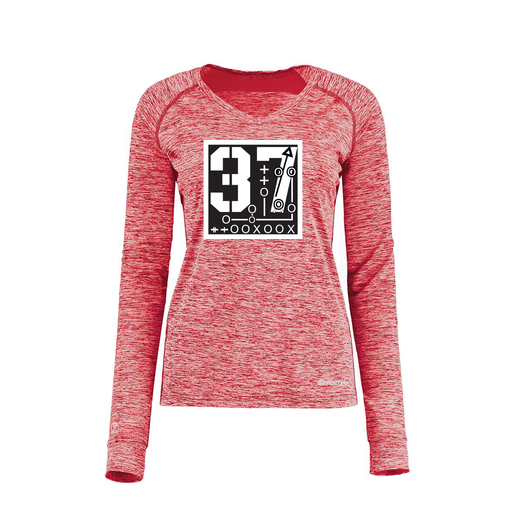 [222770.T20.XS-LOGO2] Ladies Electric Long Sleeve Shirt (Female Adult XS, Red, Logo 2)