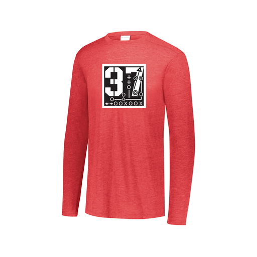 [3075.V96.XS-LOGO2] Decker Men's Tri-Blend T-Shirt - Long Sleeve (Adult XS, Red, Logo 2)